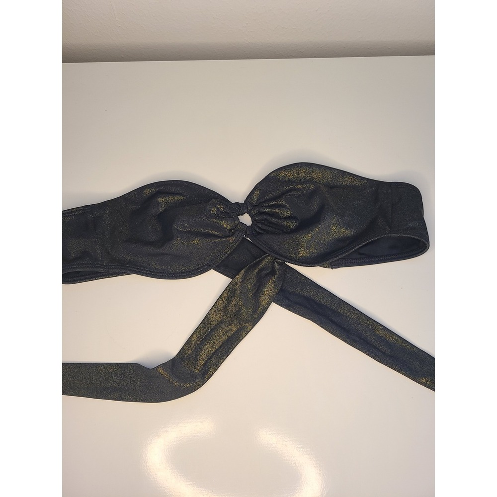 Pacsun Swim Gold Shimmer Black Bandeau Size S